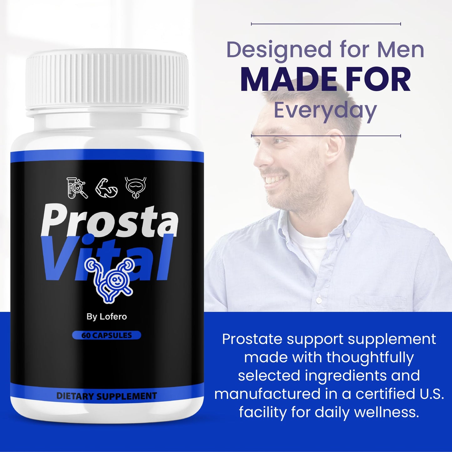Lofero ProstaVital Capsules, Prosta Vital for Men Urinary & Prostate Support Supplement with Advanced Premium Maximum Strength Performance Formula, 60 Capsules