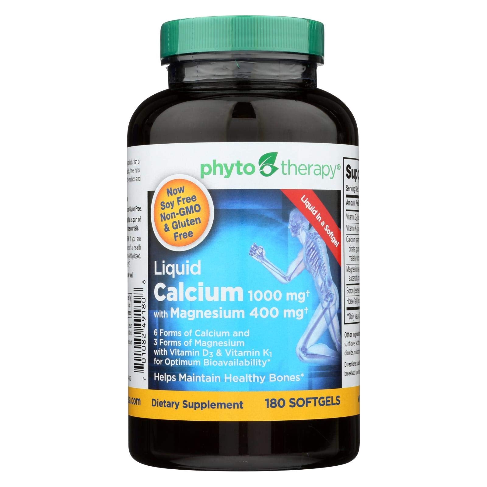 kurniso Liquid Calcium with Magnesium 1000 mg Softgels, 180 Softgels