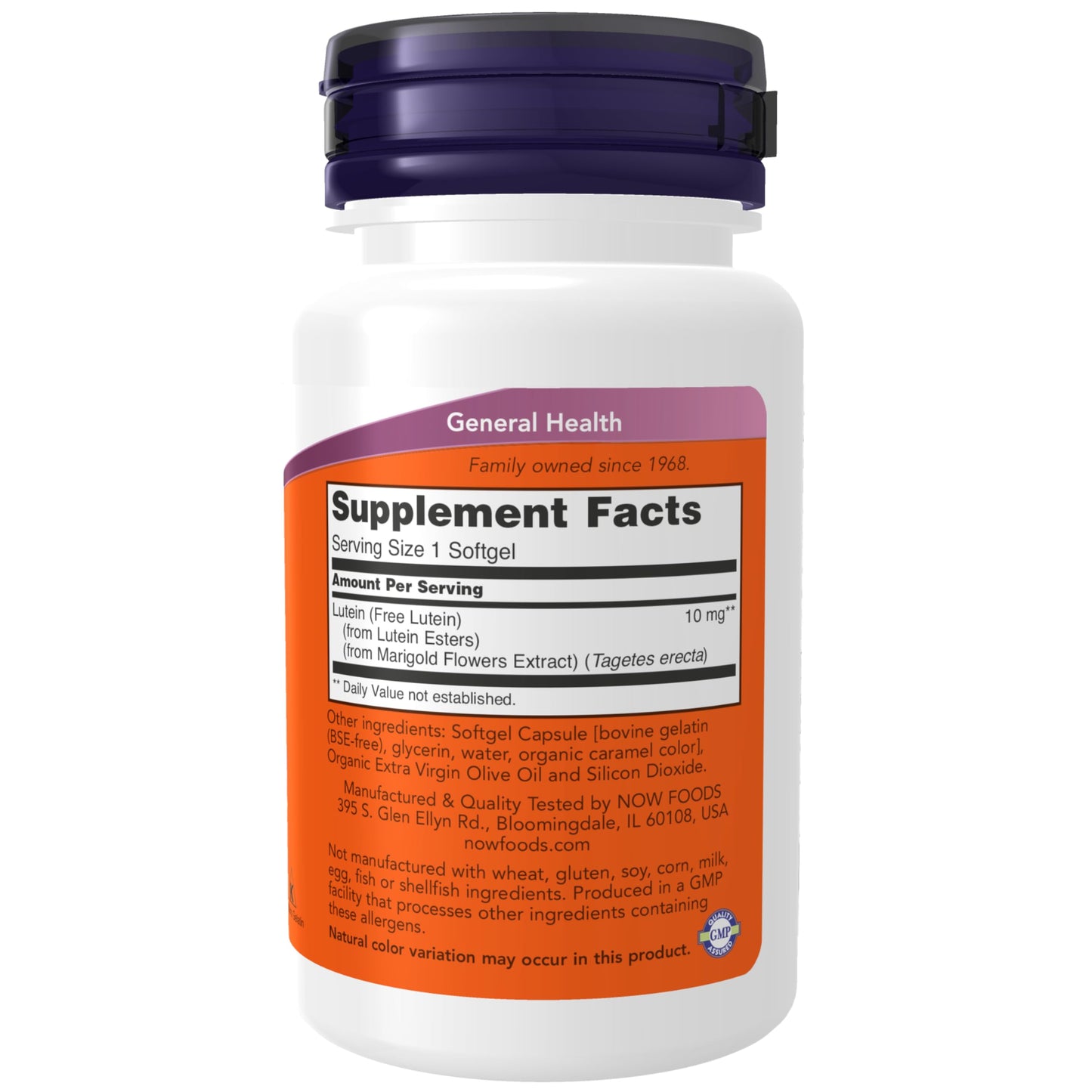 NOW Foods Lutein 10 mg Softgels, 180-count