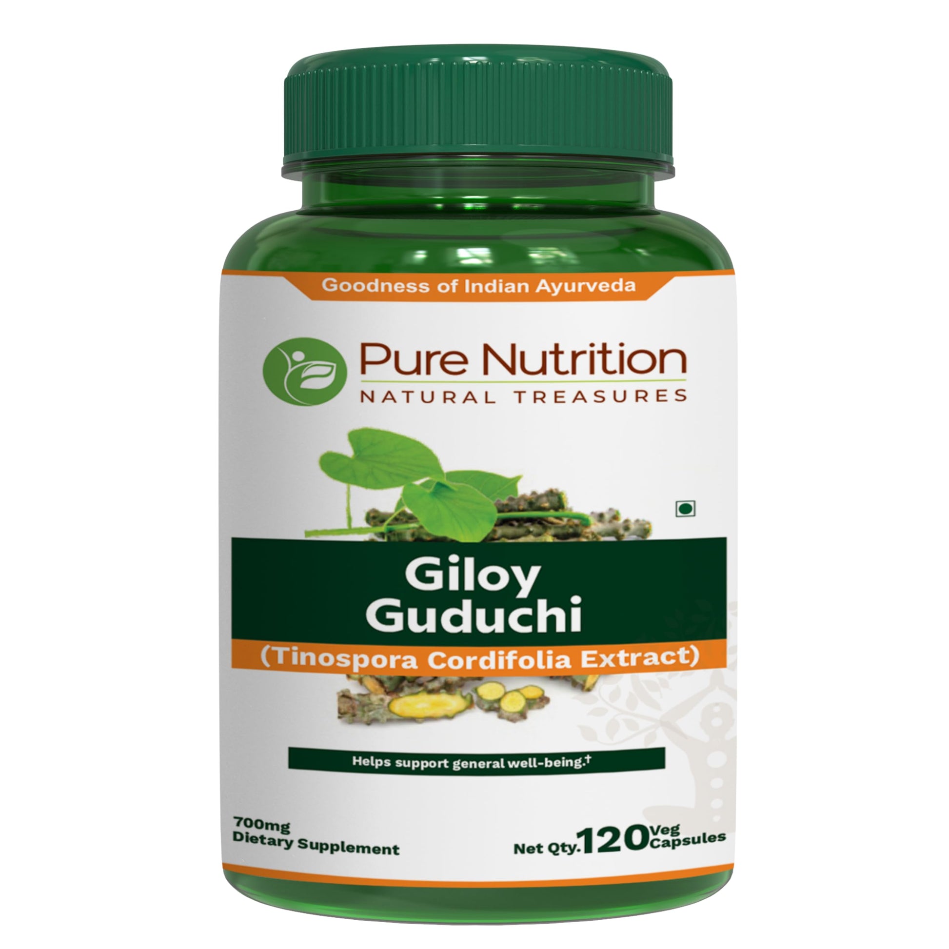 PURE NUTRITION NATURAL TREASURES Giloy (Guduchi) 700 mg Capsule, 120 Count