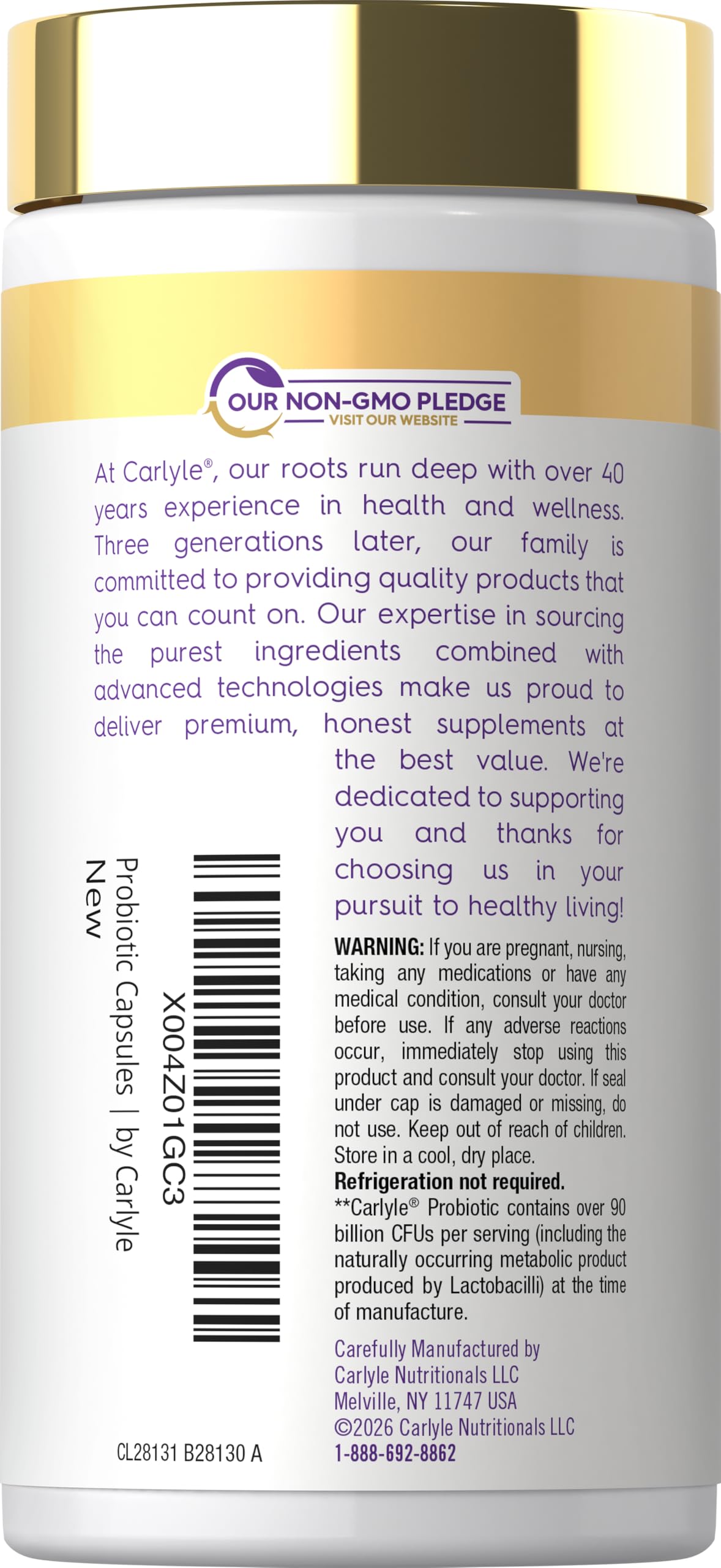 Carlyle Probiotics for Women and Men 120 Capsules