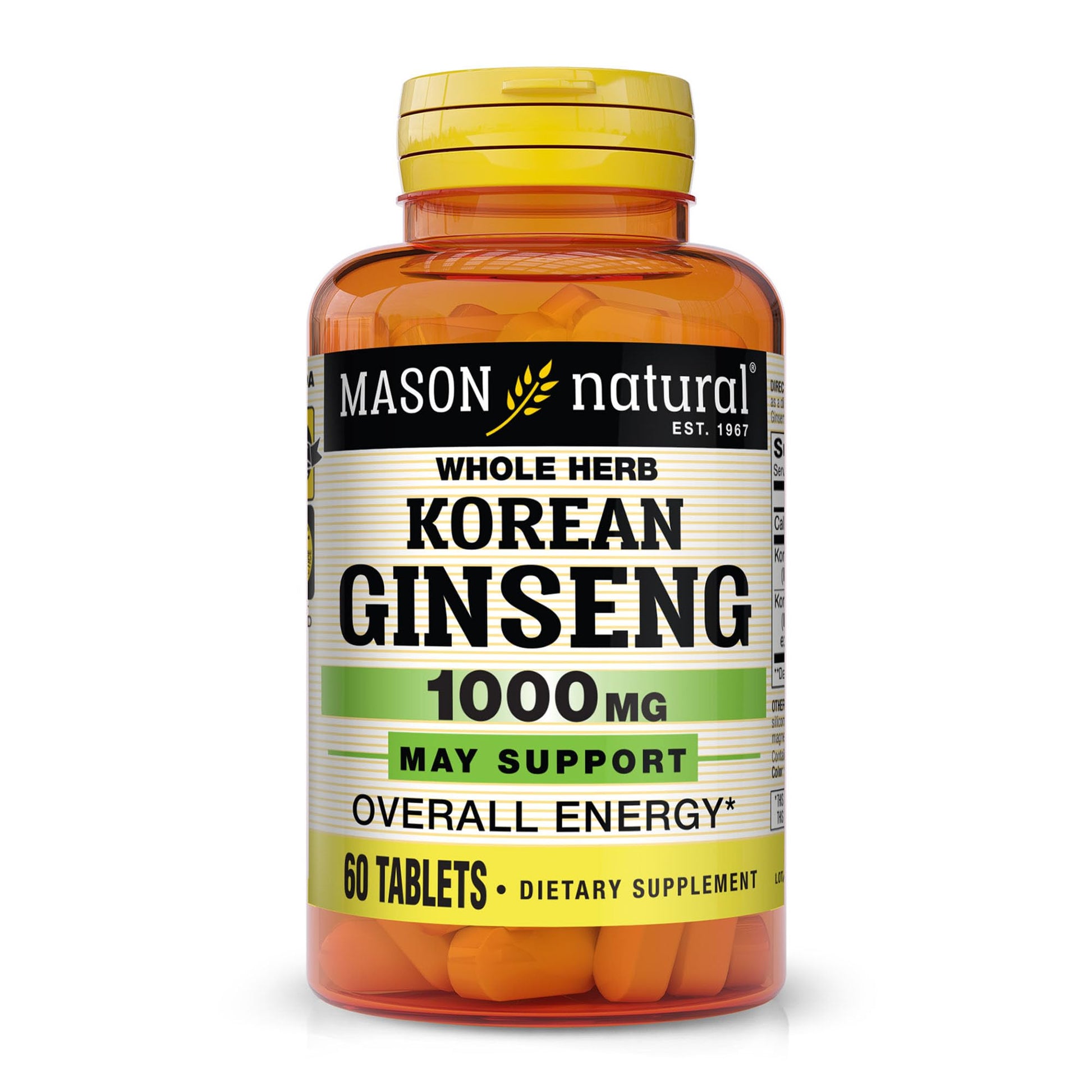 Mason Natural Korean Ginseng 1,000 mg Tablets, 60 Tablets