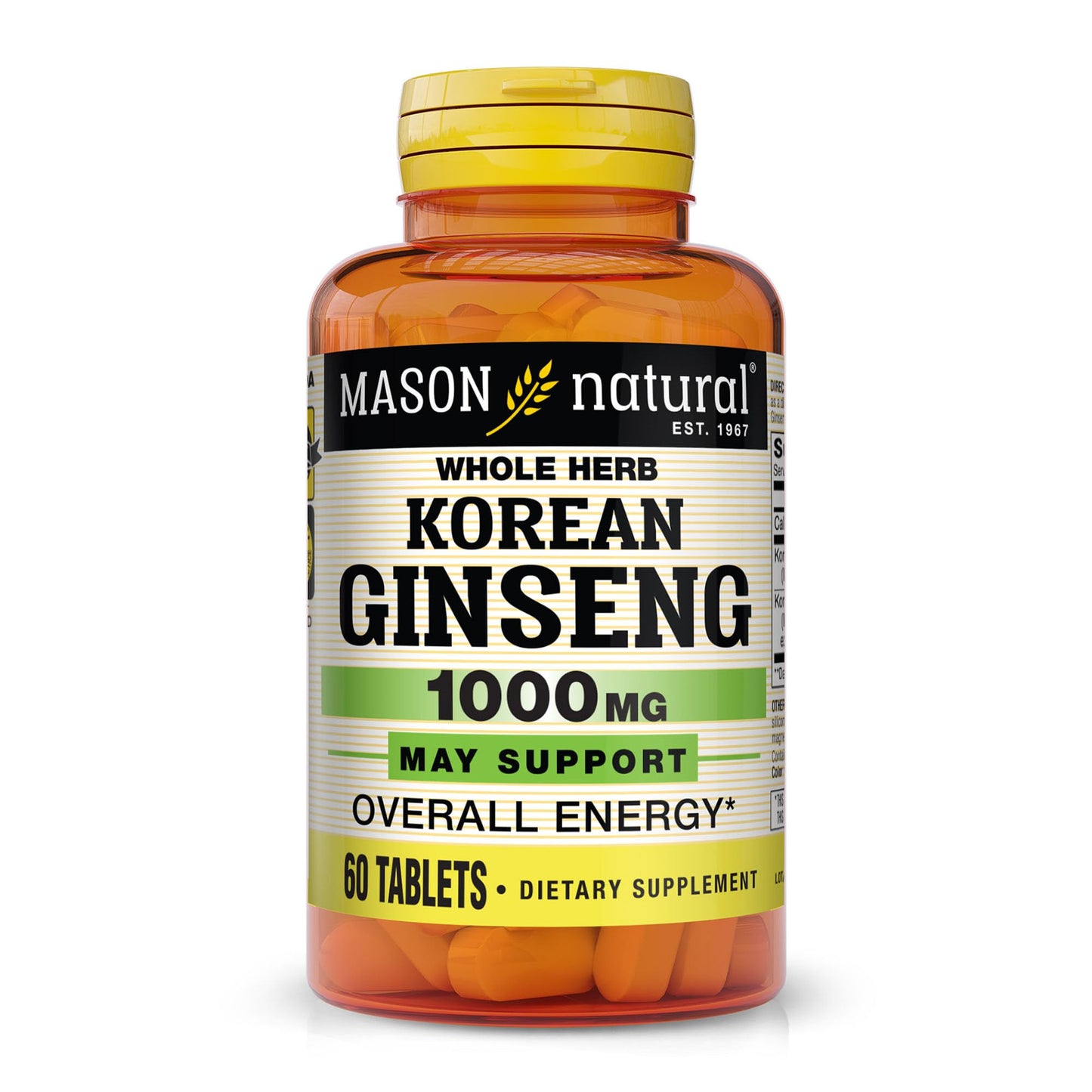 Mason Natural Korean Ginseng 1000 mg Tablet, 60 Tablets