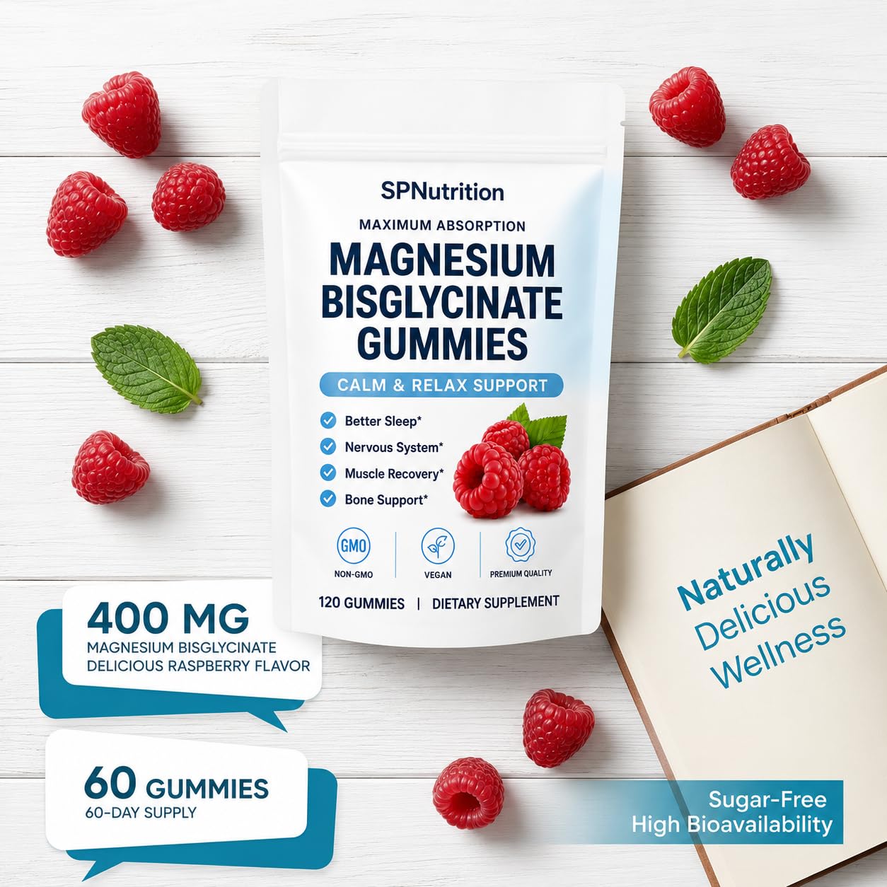 SPNutrition Gummies Magnesium Bisglycinate 400mg Gummies, 1 Bottle