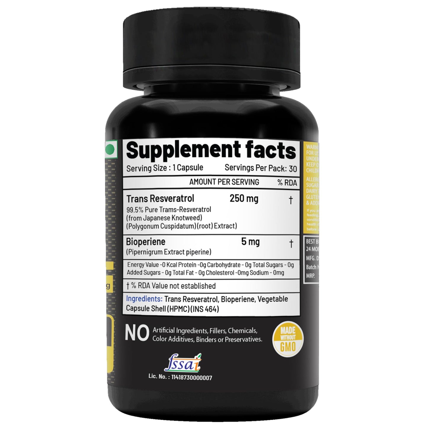 NutriJa Trans Resveratrol 250mg Capsules 30 Count
