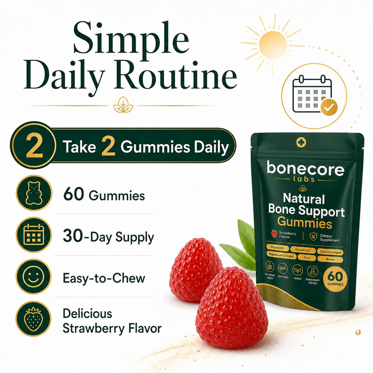 ZHPRXE Bonecore Labs Natural Bone Support Gummies 60 Gummies