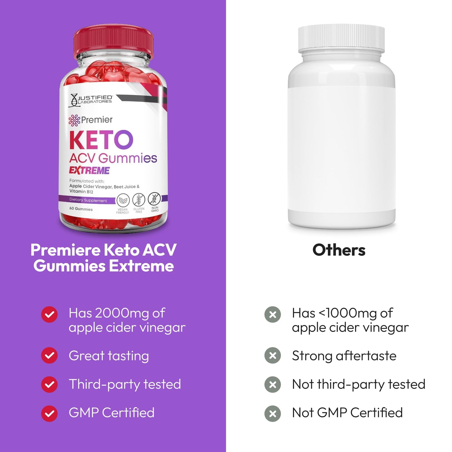 Justified Laboratories Premier Keto ACV Gummies Extreme, 180 Gummies