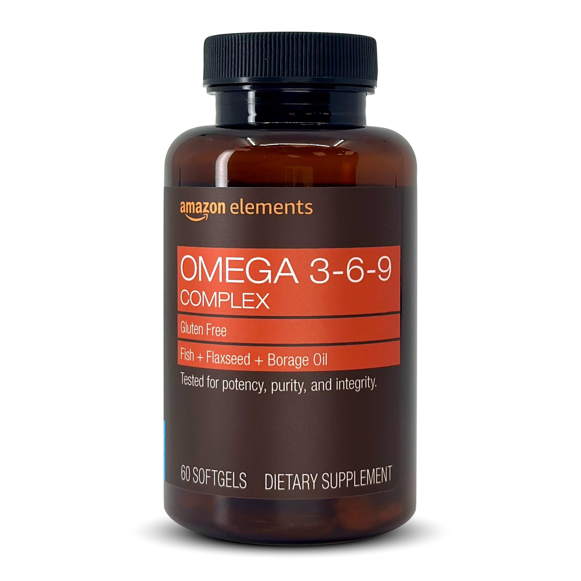 Amazon Elements Revly Omega 3-6-9 Complex of Fish Flaxseed and Borage Oil EPA & DHA Omega-3 fatty acids 60 Softgels