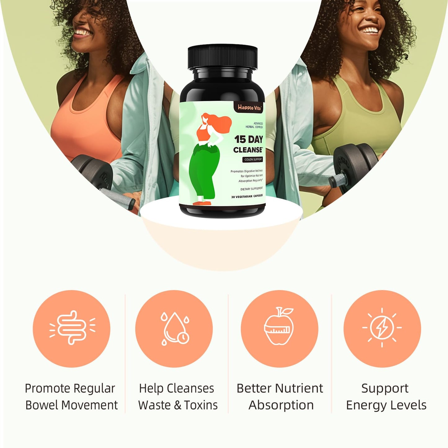 HappieVita 15 Day Gut Cleanse Detox 30 Capsules
