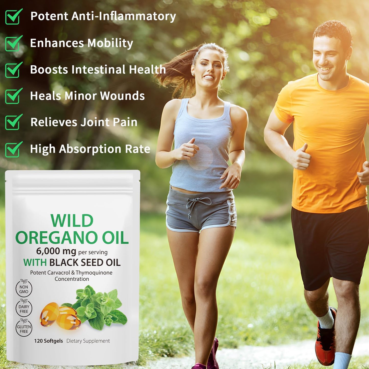 APCKFLEE Oil of Oregano Softgels 6000mg Capsule 120 Count