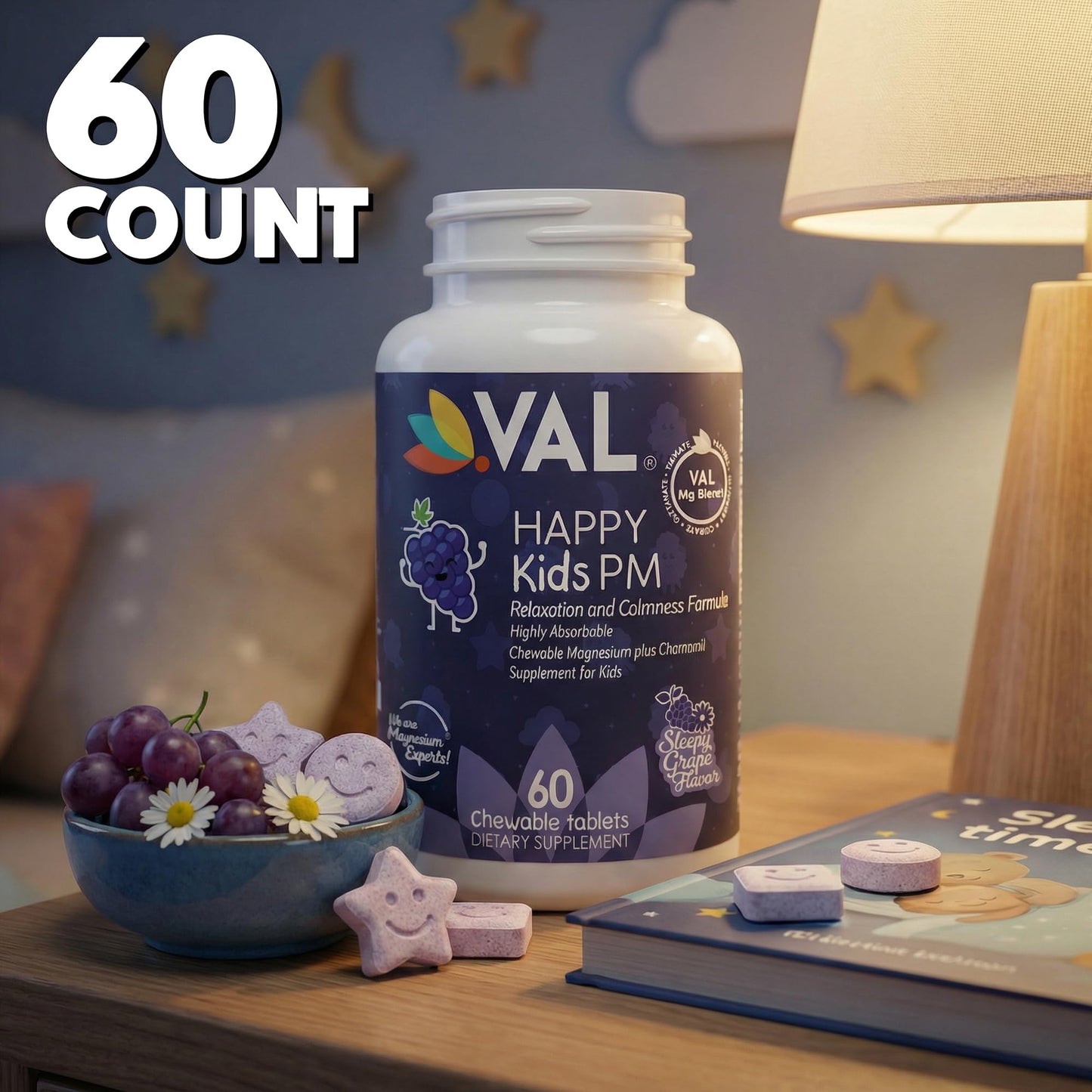 VAL Kids PM Magnesium Tablets, 60 Count