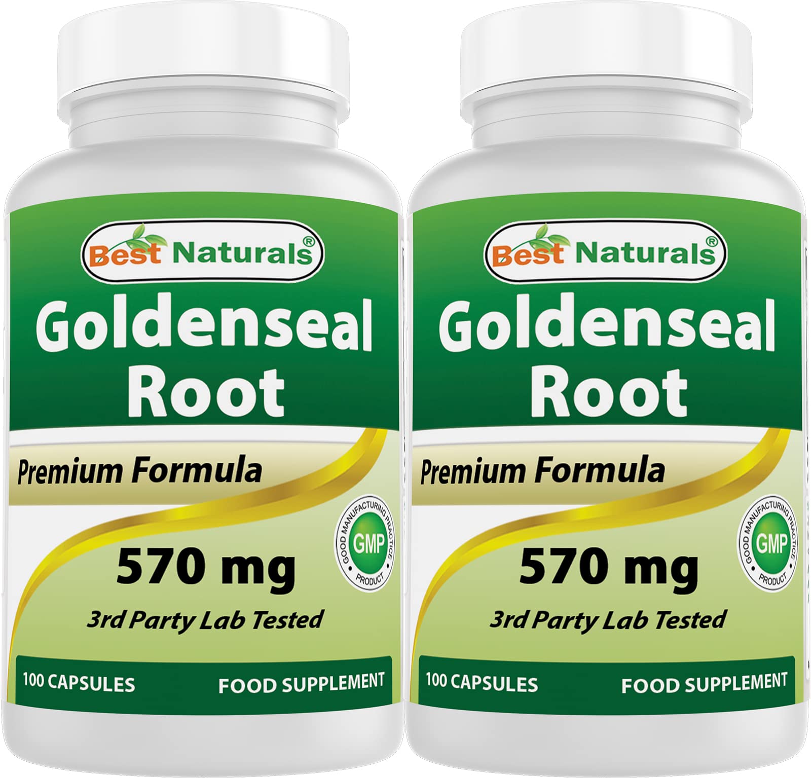 Best Naturals Goldenseal Root 570 mg (Non-GMO) Capsules, 200 Capsules