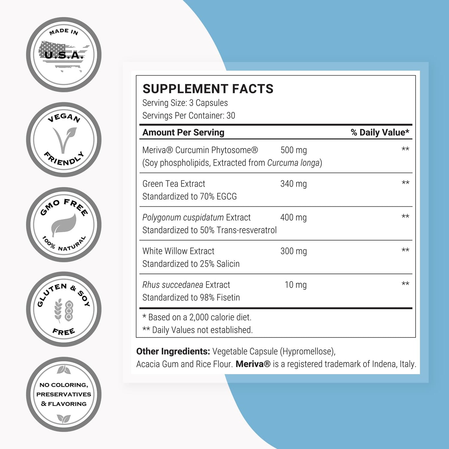 Supersmart Natural Rapalogs (Advanced Formula) with EGCG, Fisetin, Trans-Resveratrol, Salicin, Curcumin Phytosome, 90 Vegetarian Capsules