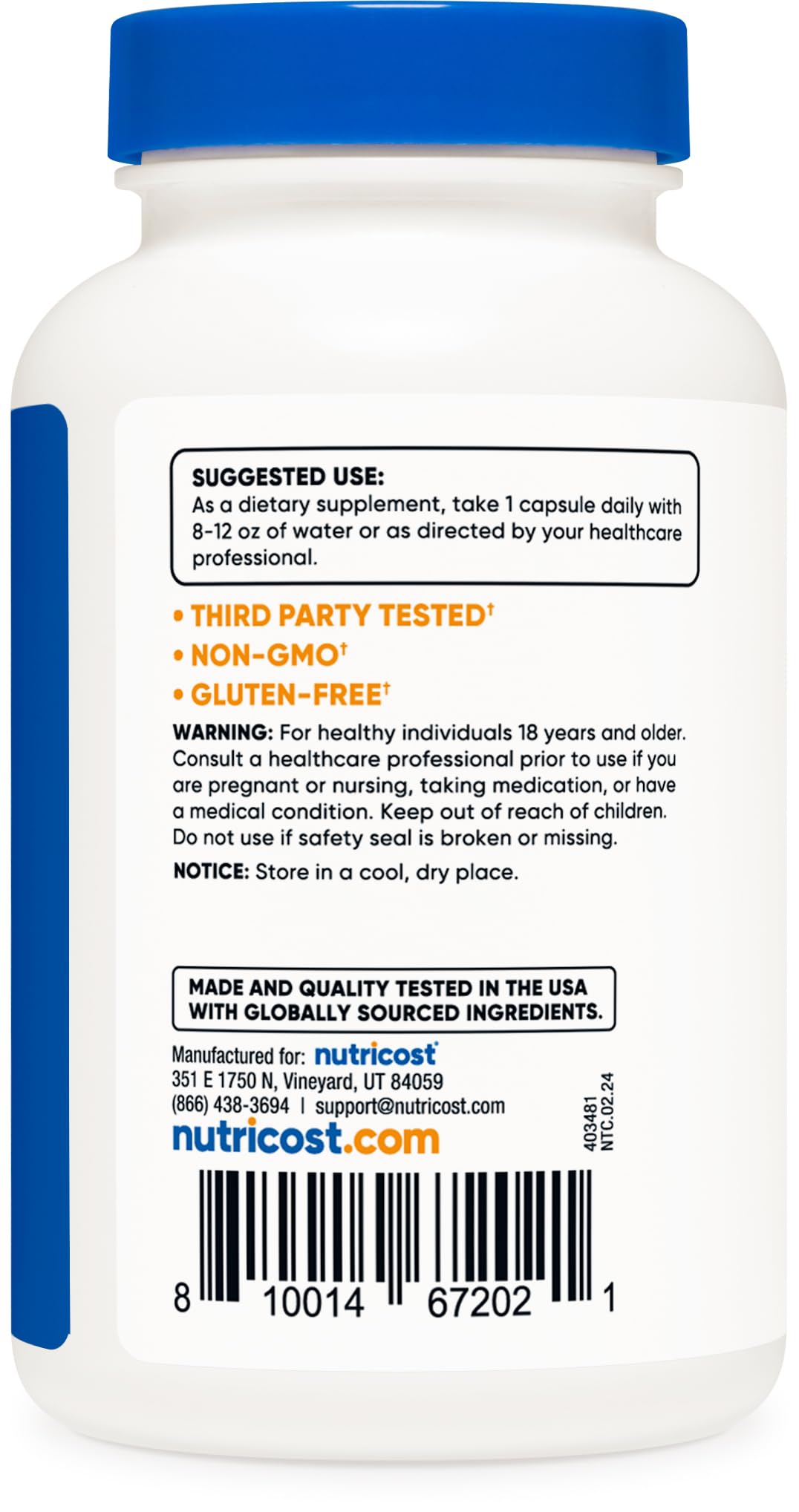 Nutricost Pterostilbene 100mg Capsule, 120 Count, Non-GMO, Gluten Free