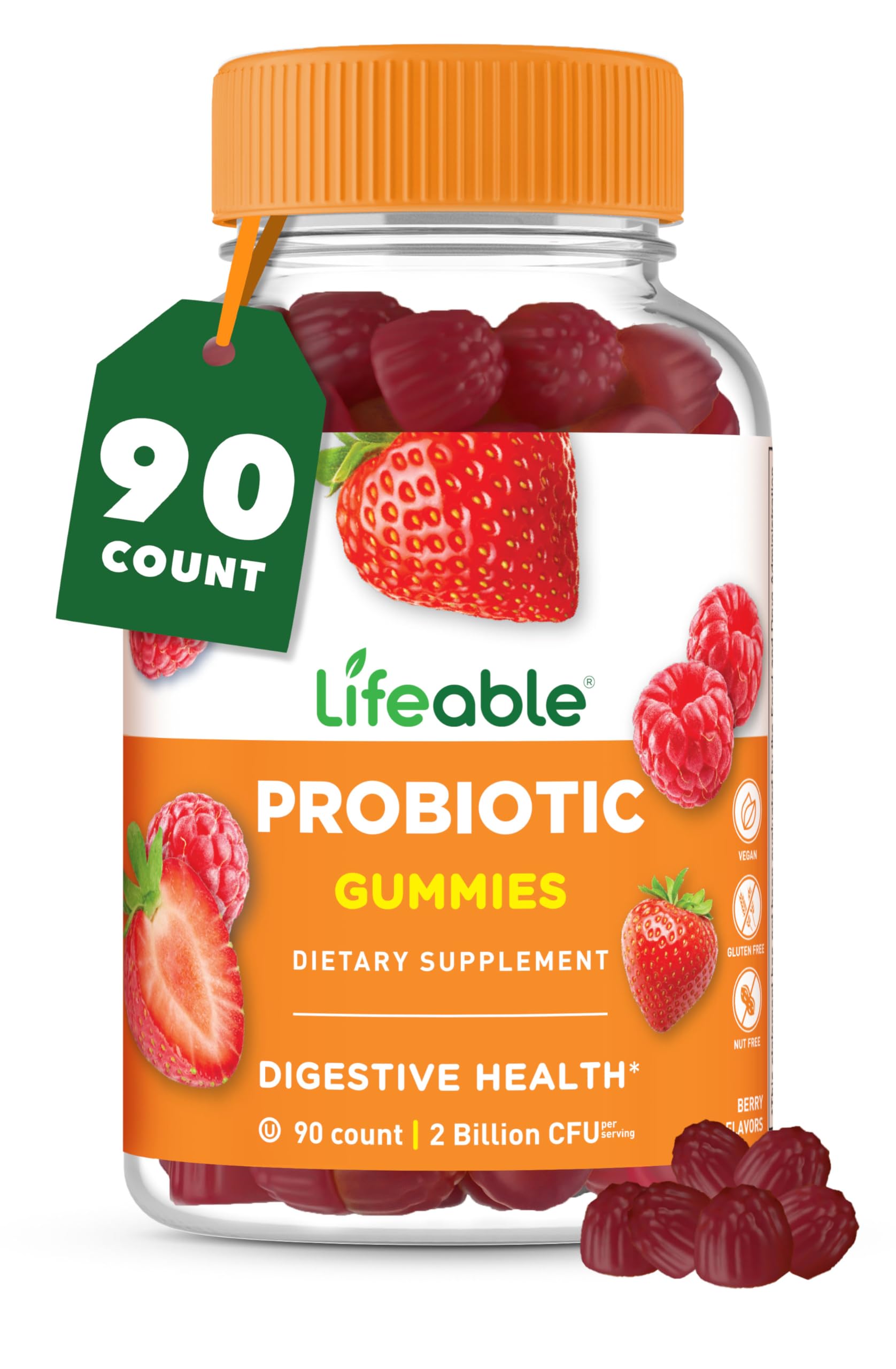 Lifeable Probiotics Gummies 2 Billion CFU, 90 Gummies