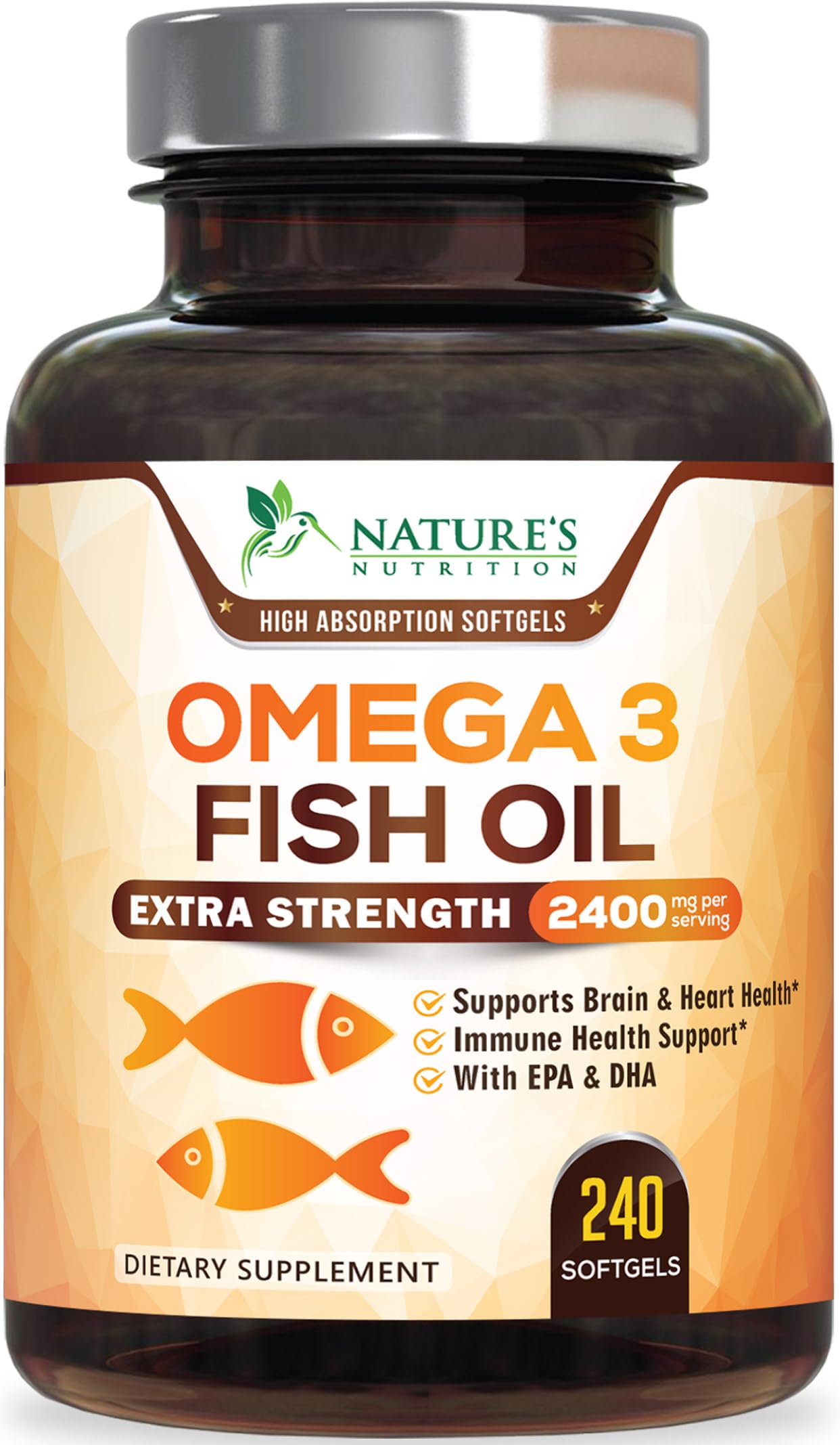 Nature's Nutrition Omega-3 Fish Oil Supplements Softgels 240