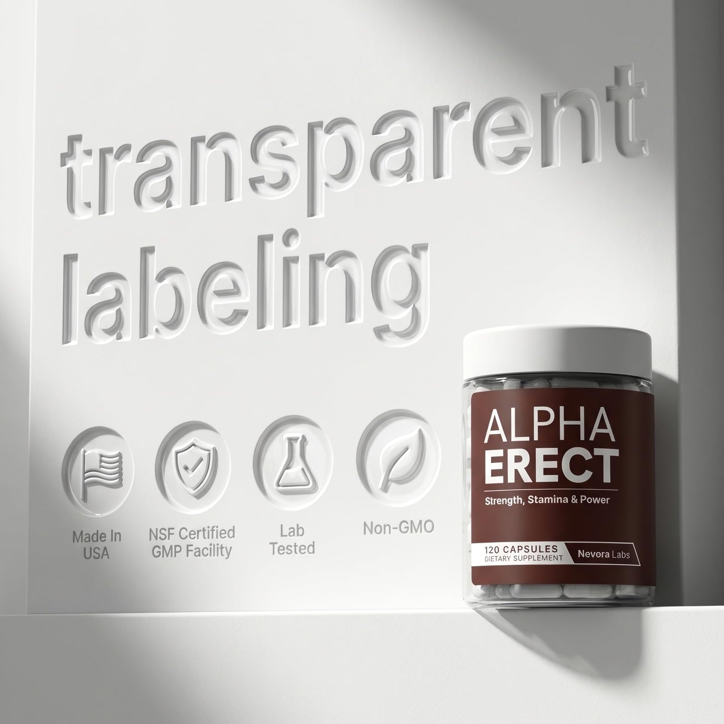 Nevora Labs Alpha Erect Male Enhancing Supplement Capsule 120 Count