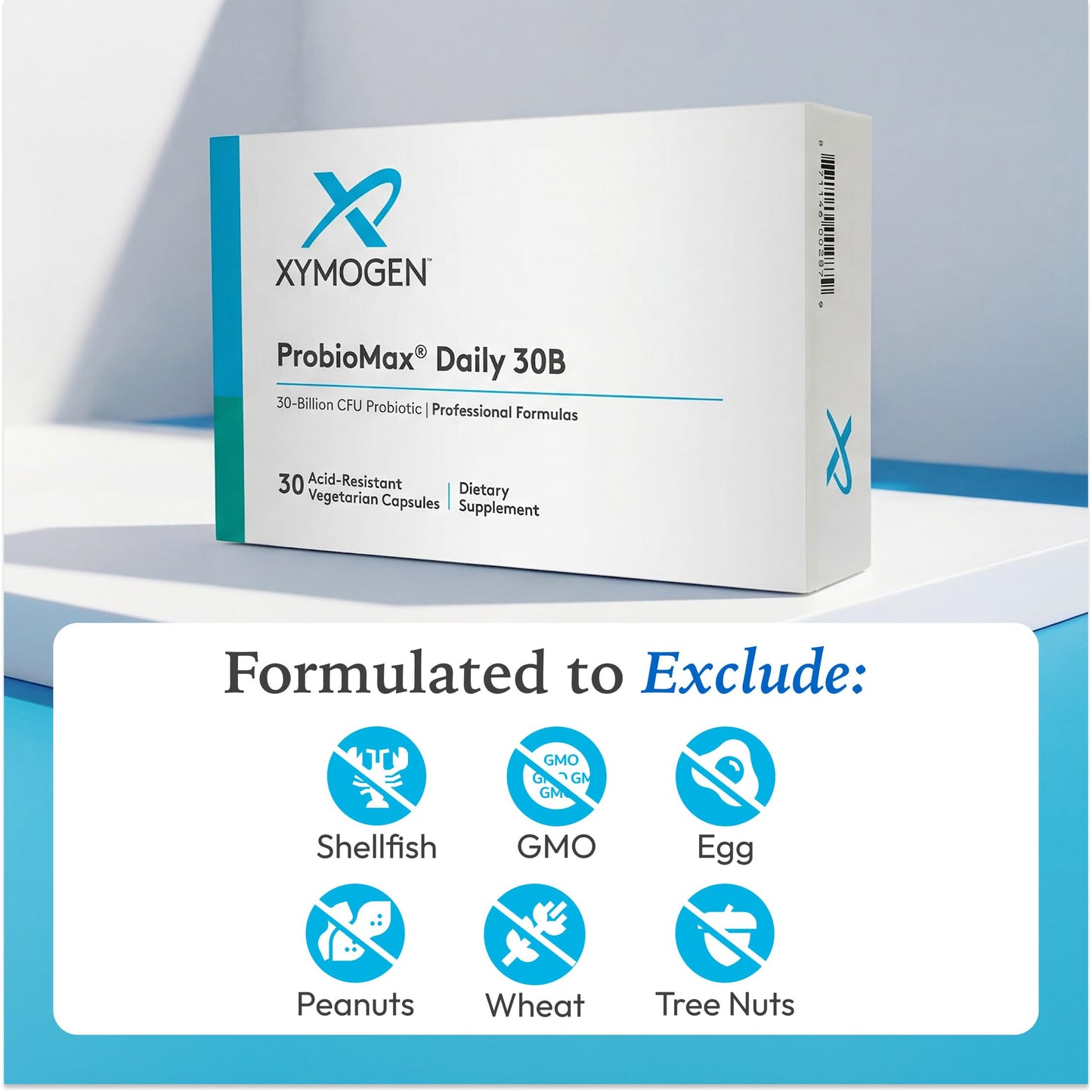 XYMOGEN ProbioMax Daily 30B - 30 Billion CFU Multi-Strain Formula - Digestive, Immune & Microbiome Support - Daily Probiotic Supplement - Dairy & gluten-free - 30 Capsules