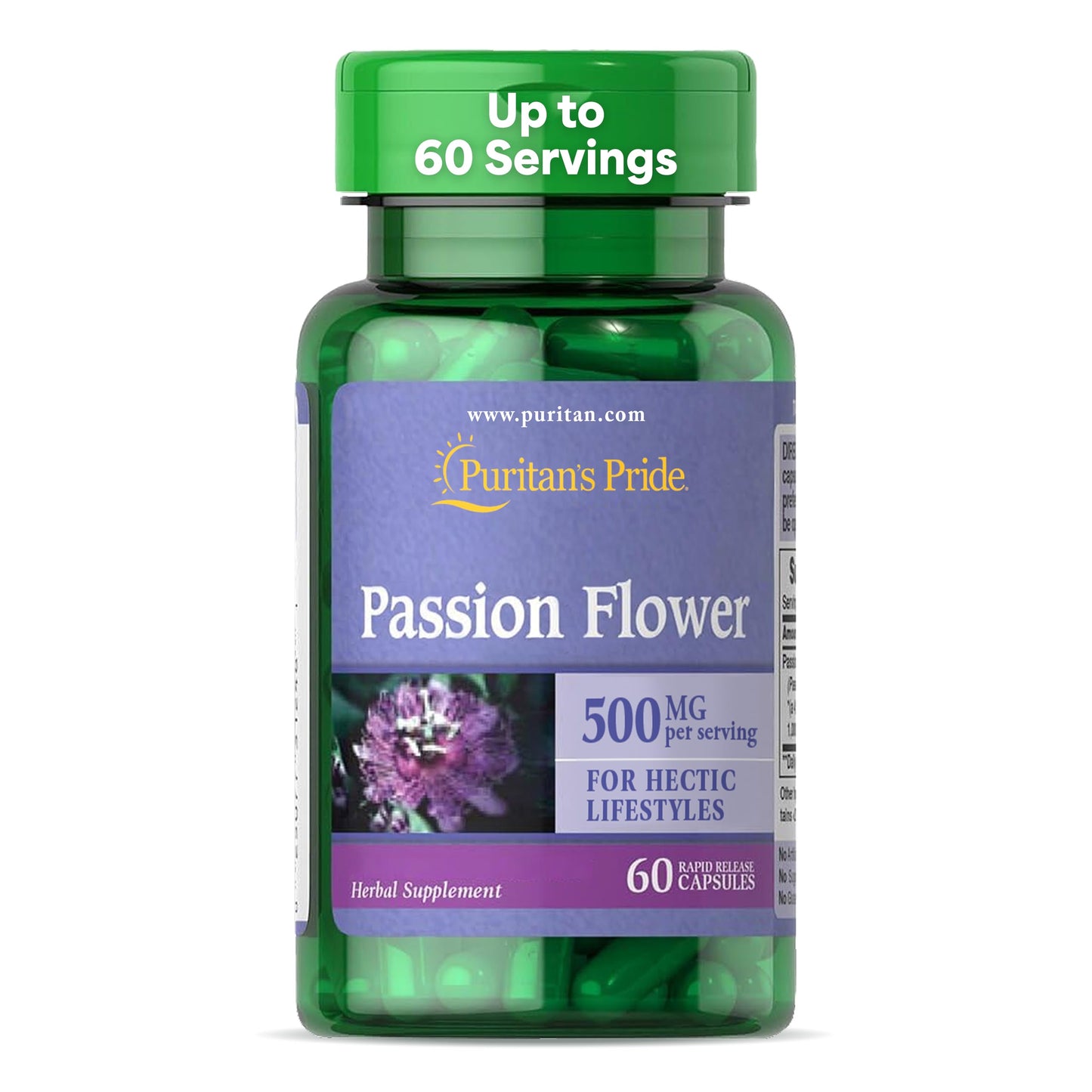 Puritan's Pride Premium Passion Flower Extract Capsules 250 mg, 60 Count