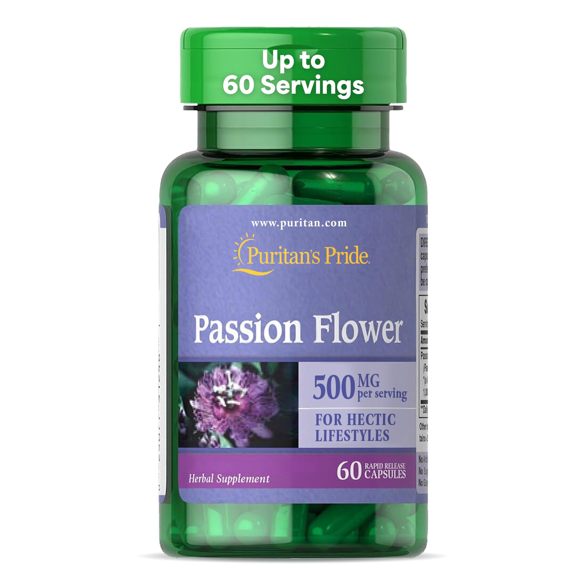 Puritan's Pride Premium Passion Flower Extract Capsules 250 mg, 60 Count