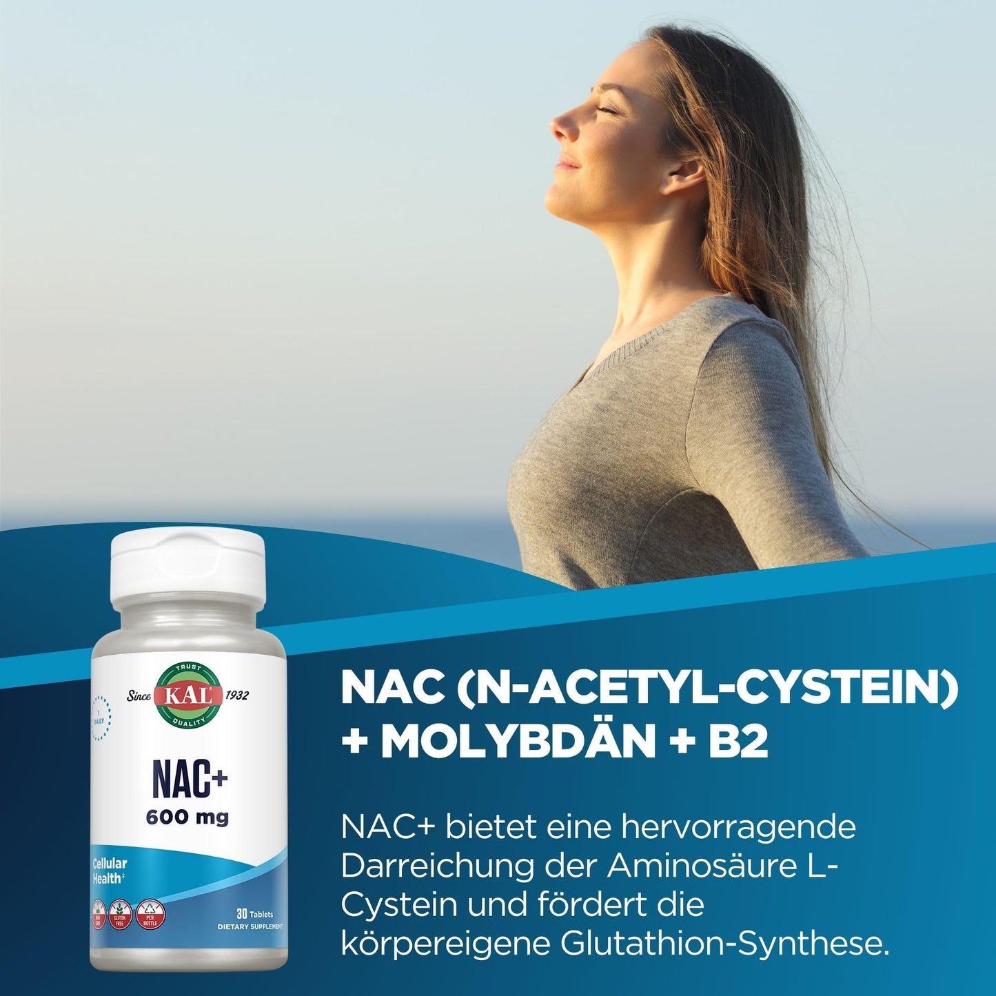 KAL N-Acetyl Cysteine Plus 600 mg Tablets, 30 Tablets