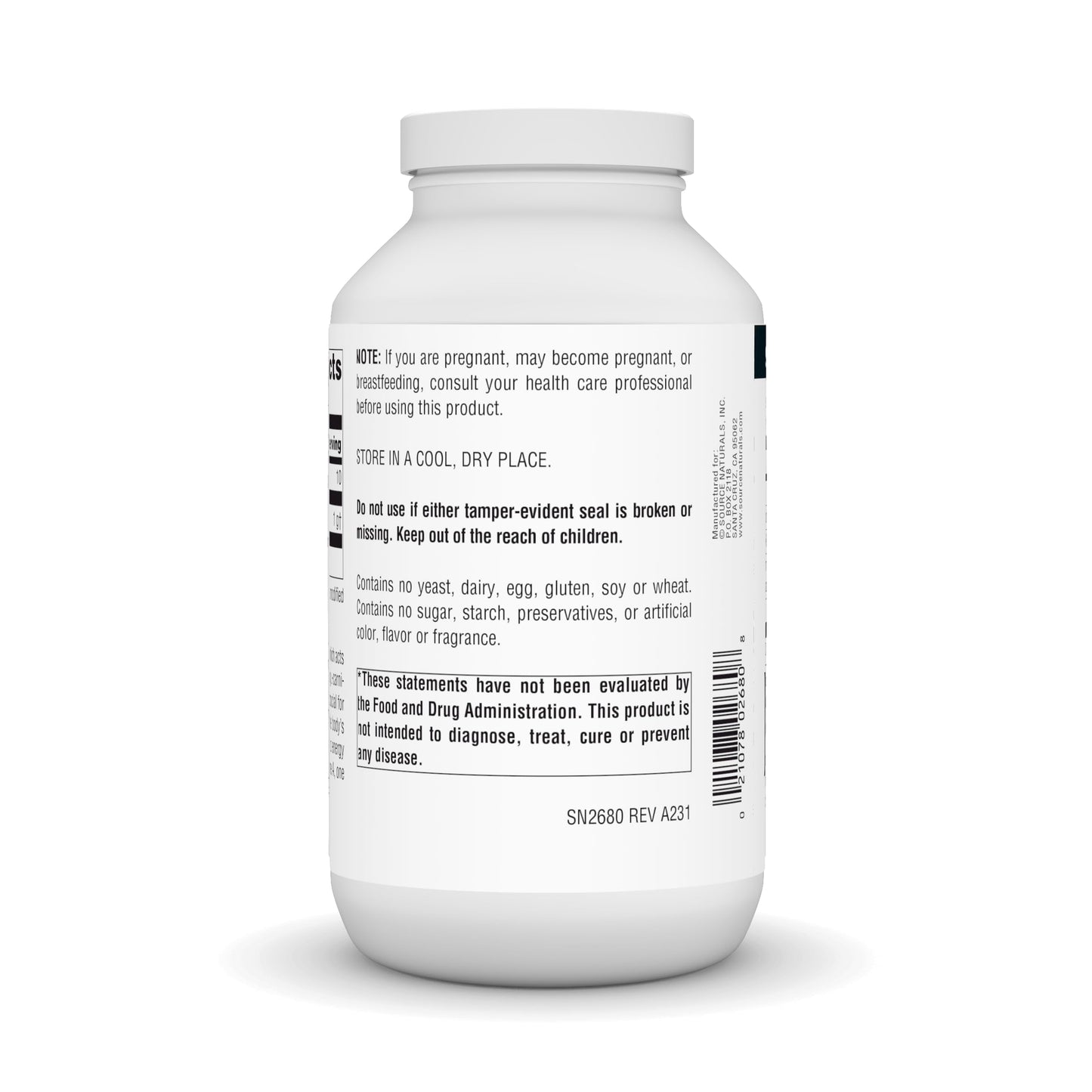 Source Naturals L-Lysine Free Form 1000 mg, 200 Tablets
