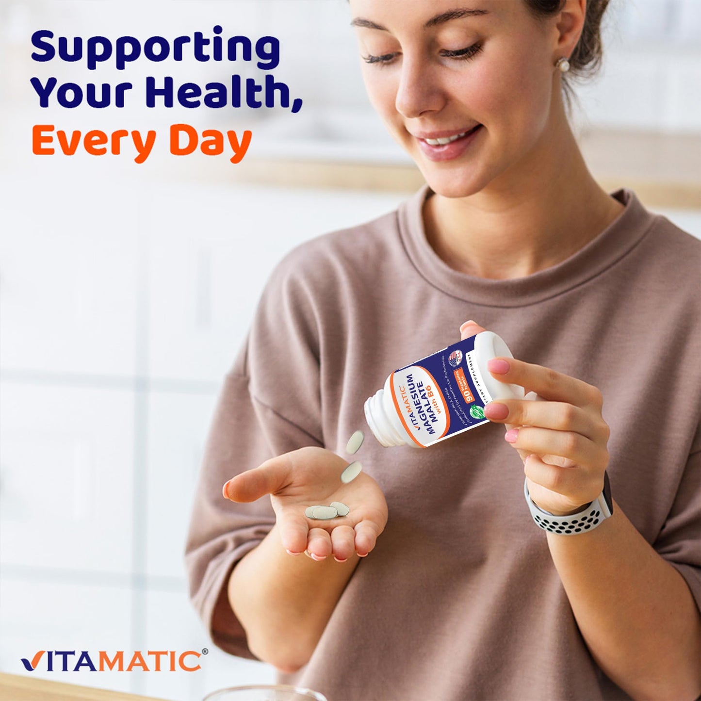 Vitamatic Magnesium Malate 2000mg per Serving Tablet, 90 Count