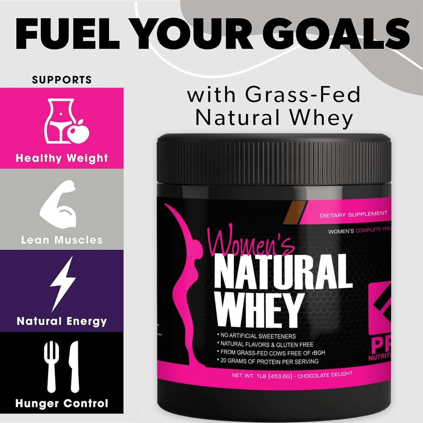 PRO NUTRITION LABS Whey Protein Powder for Women, 16 Ounces, Chocolate Delight