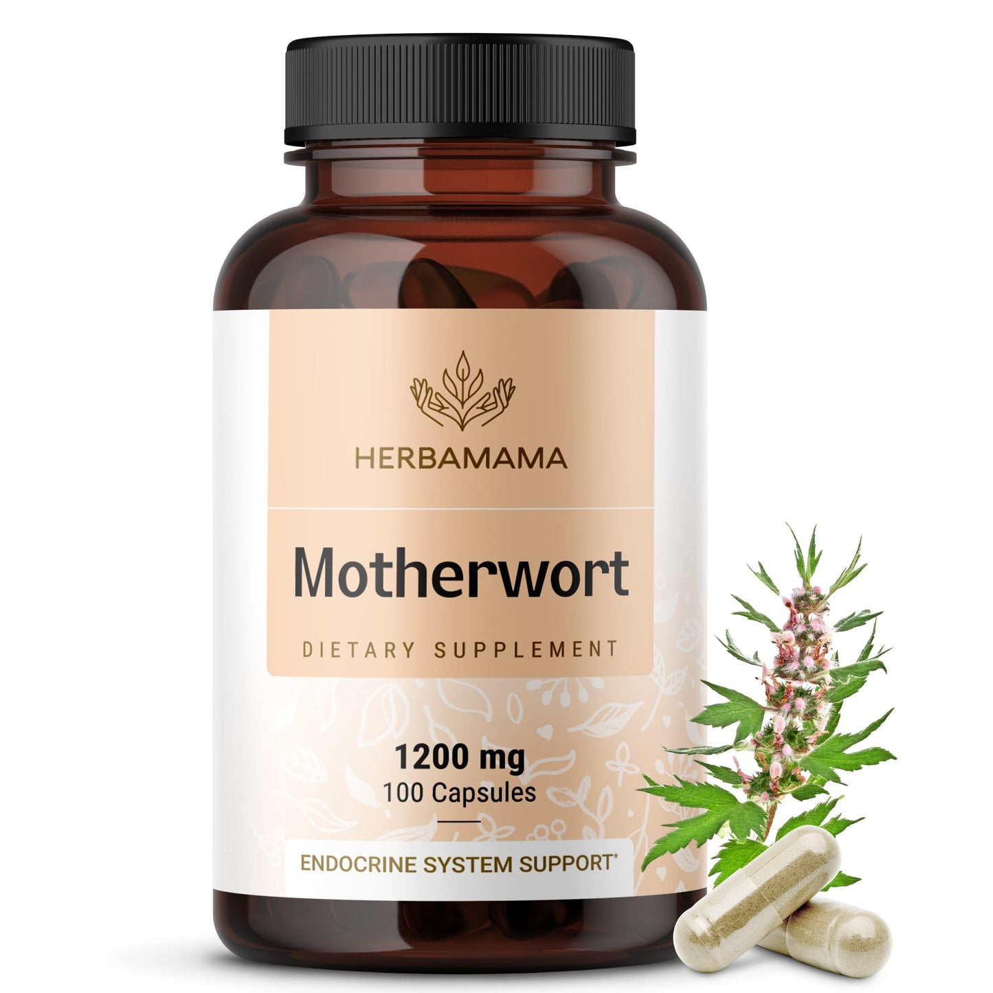 HERBAMAMA Motherwort Capsules 100 Count