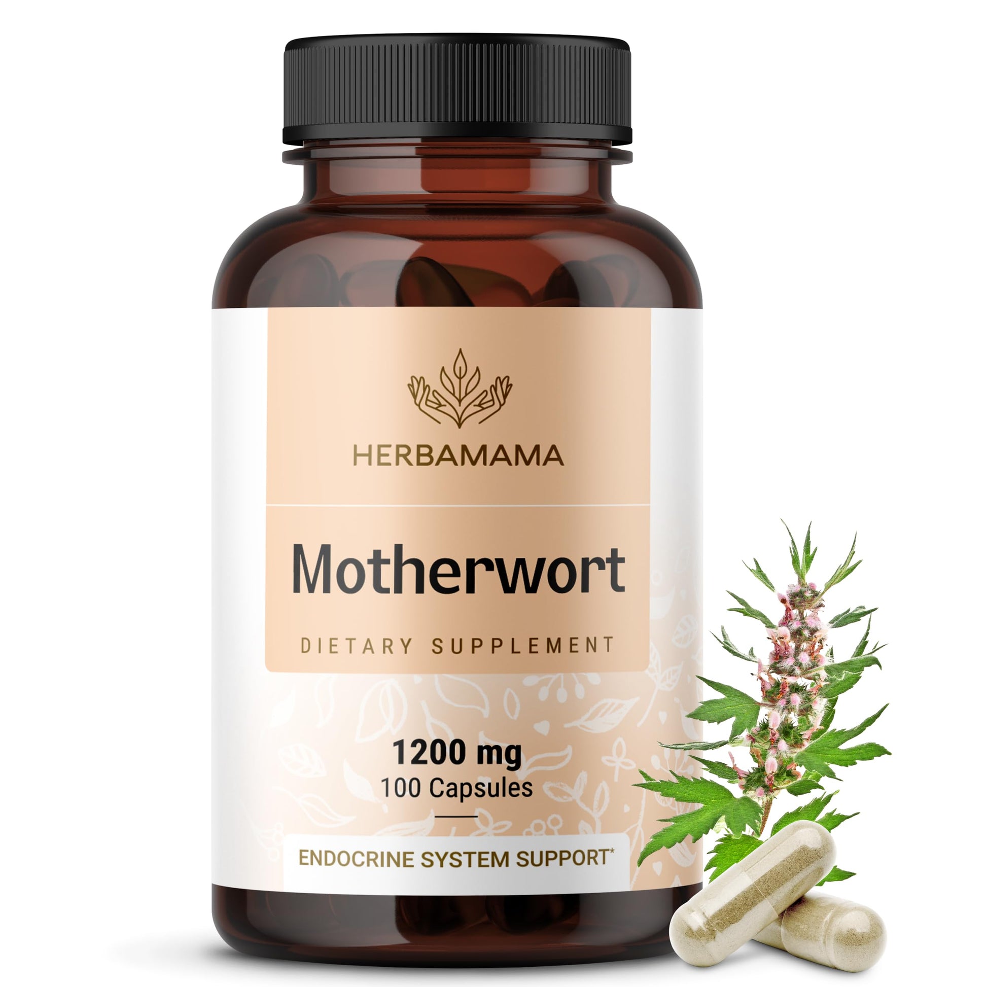 HERBAMAMA Motherwort Capsules 100 Count