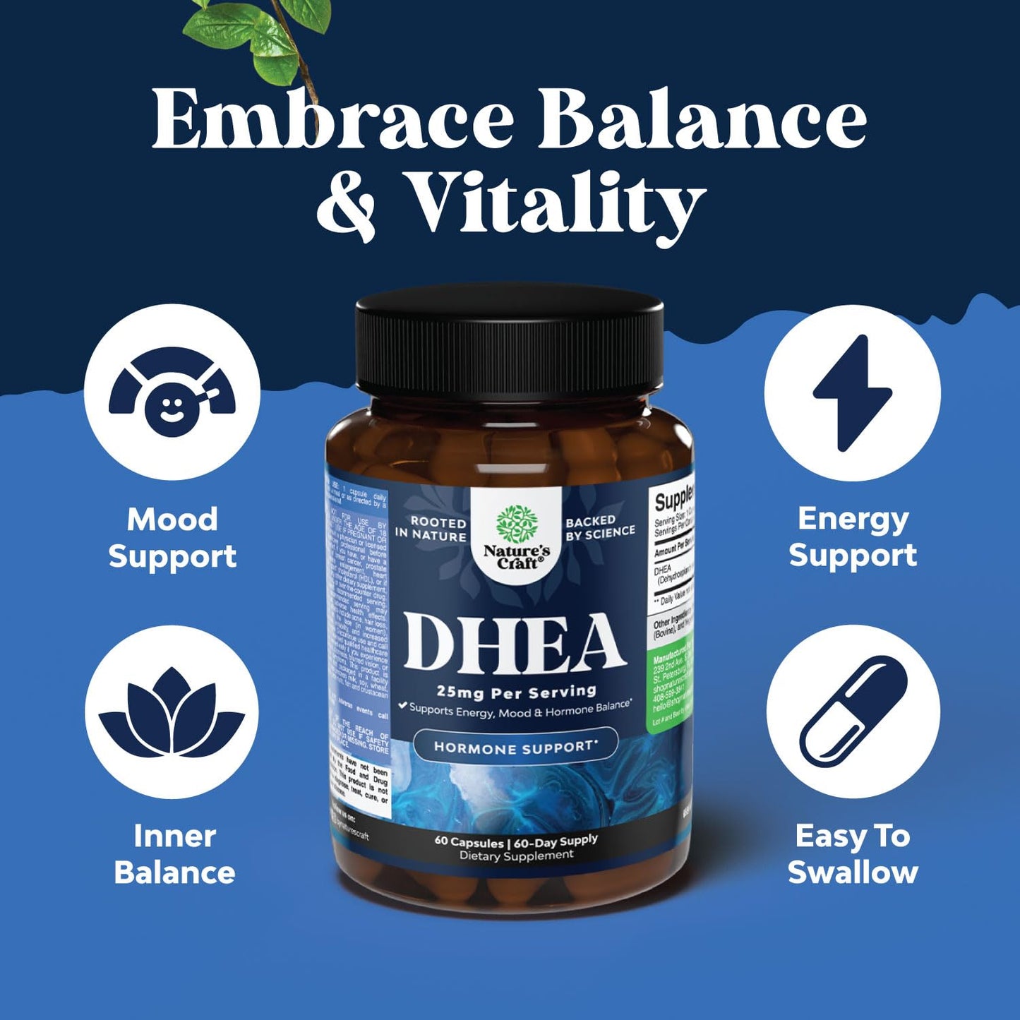 Natures Craft DHEA 25mg per Serving Capsule 60 Count