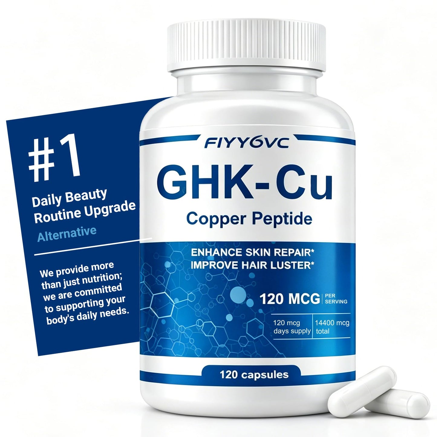 FIYY6VC GHK-Cu Copper Peptide Supplement Capsule 120 Count