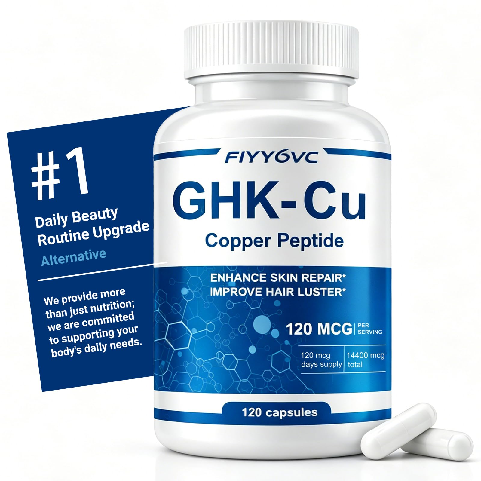 FIYY6VC GHK-Cu Copper Peptide Supplement Capsule 120 Count