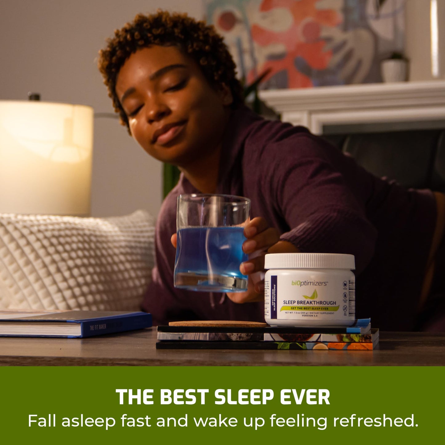 BIOptimizers Sleep Breakthrough 2.0 Natural Support Supplement Powder 7.3 Ounce Blue Berry Dreams