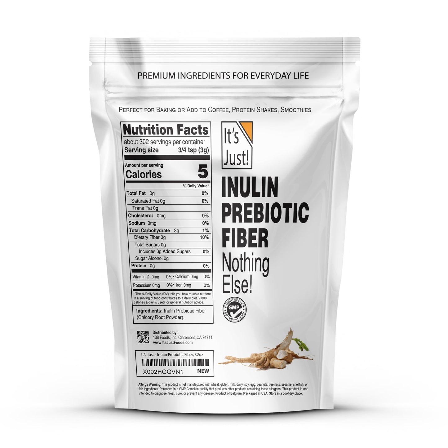 It's Just! Inulin Prebiotic Fiber Powder 32
