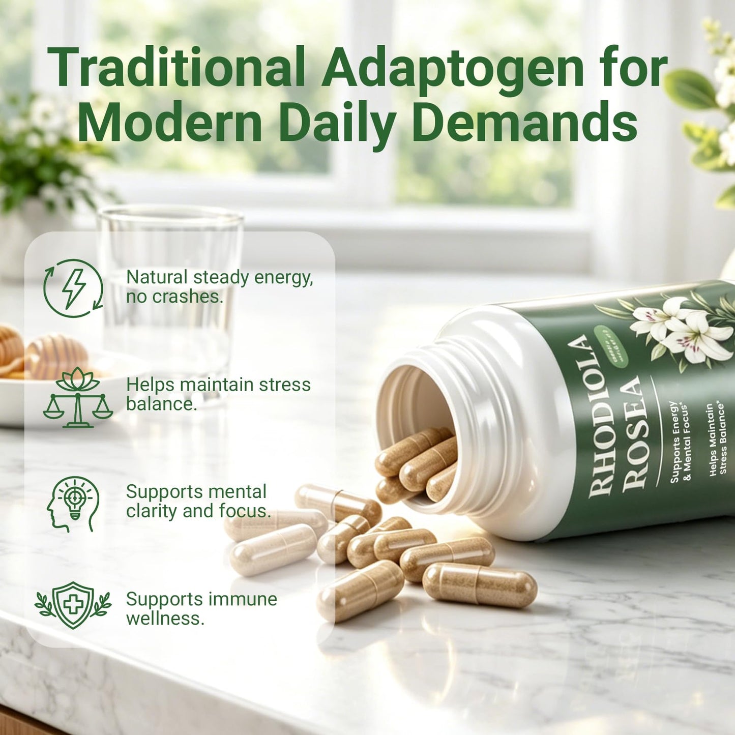 NADiminish Rhodiola Rosea Supplement Capsules 90 Count