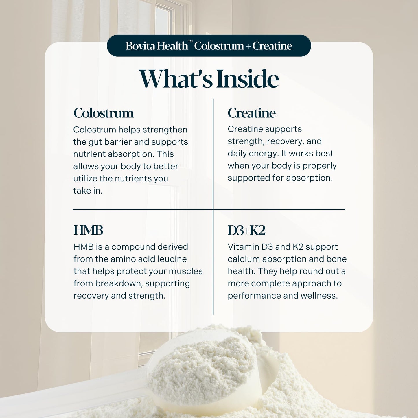 Bovita Health Colostrum + Creatine Powder Supplement, 10.9 Ounces