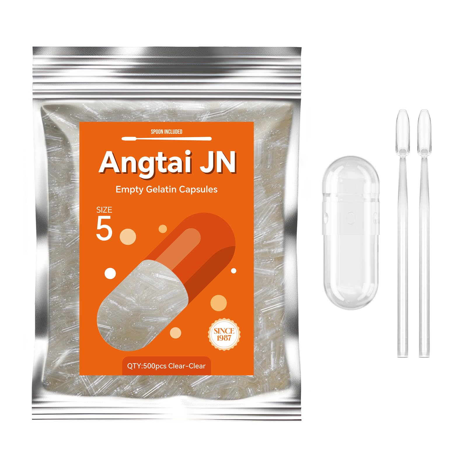 Angtai JN Empty Gelatin Capsules Size 5 Capsules 500 Count