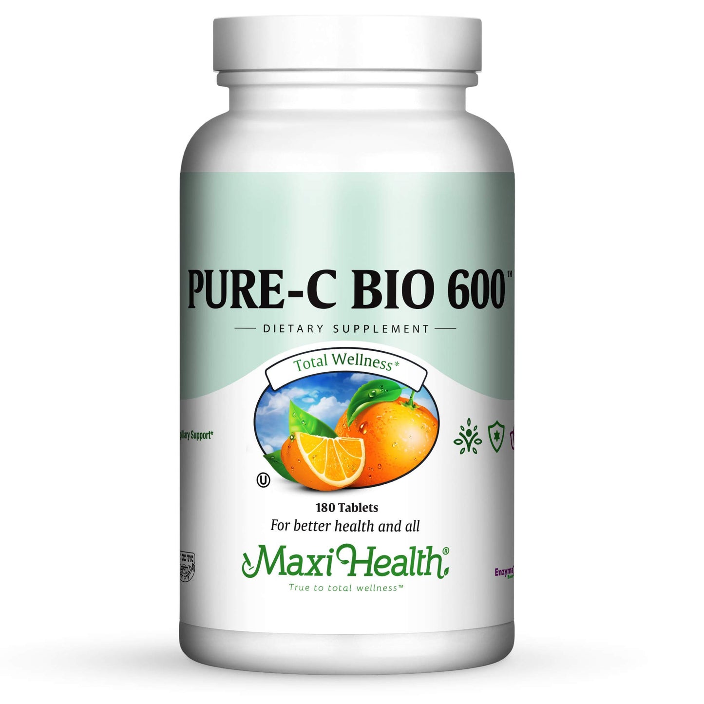 Maxi Health Vitamin C Complex 600 mg Supplement Tablets – Lemon Bioflavonoids, Calcium & Phosphorus – Immune Health Support – 180 Tablets