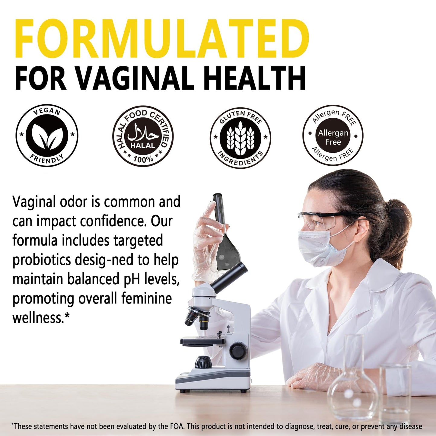 Yalei 4-in-1 Premium Feminine Balance & pH Balance Gummies for Women, 60 Count
