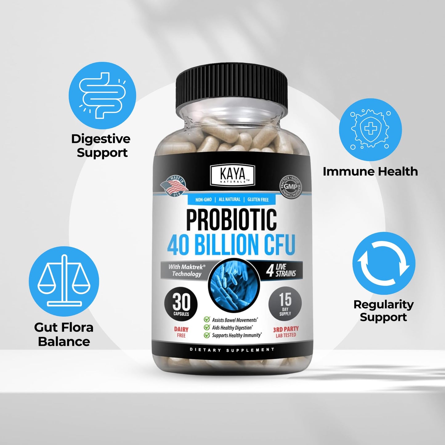 Kaya Naturals Probiotic 40 Billion CFU Capsules, 30 Count