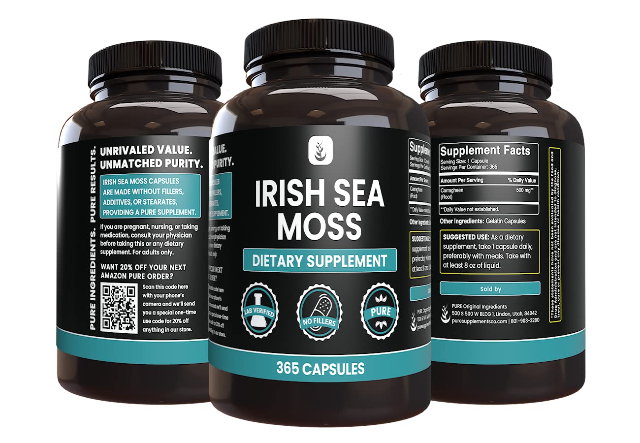 PURE ORIGINAL INGREDIENTS Irish Sea Moss Capsules 365