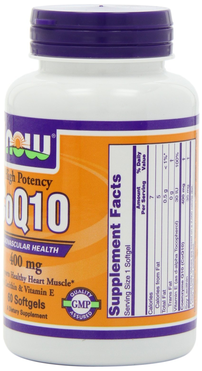 NOW Foods CoQ10 400 mg with Lecithin & Vitamin E Capsule, 1 Capsule