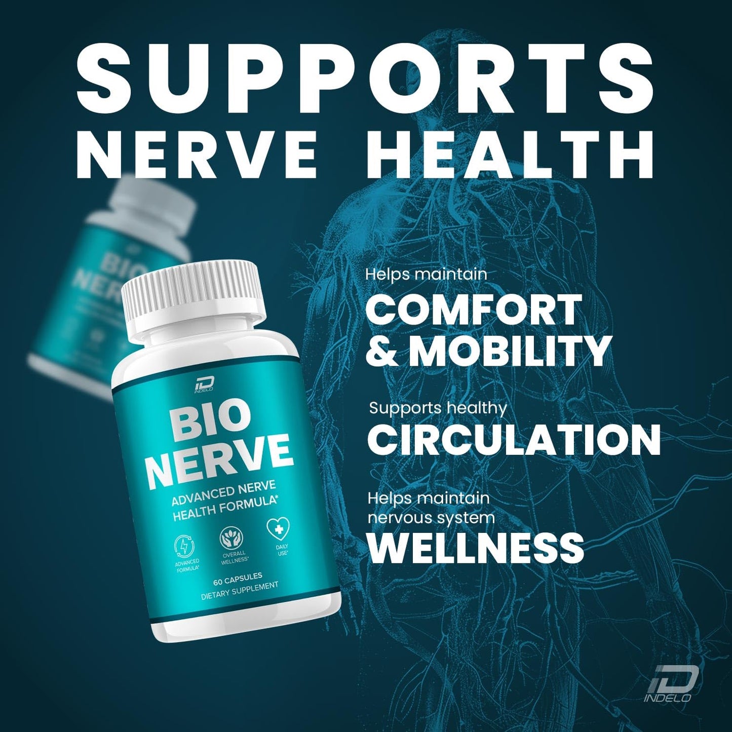 Indelo Bio Nerve Capsules 120 Count