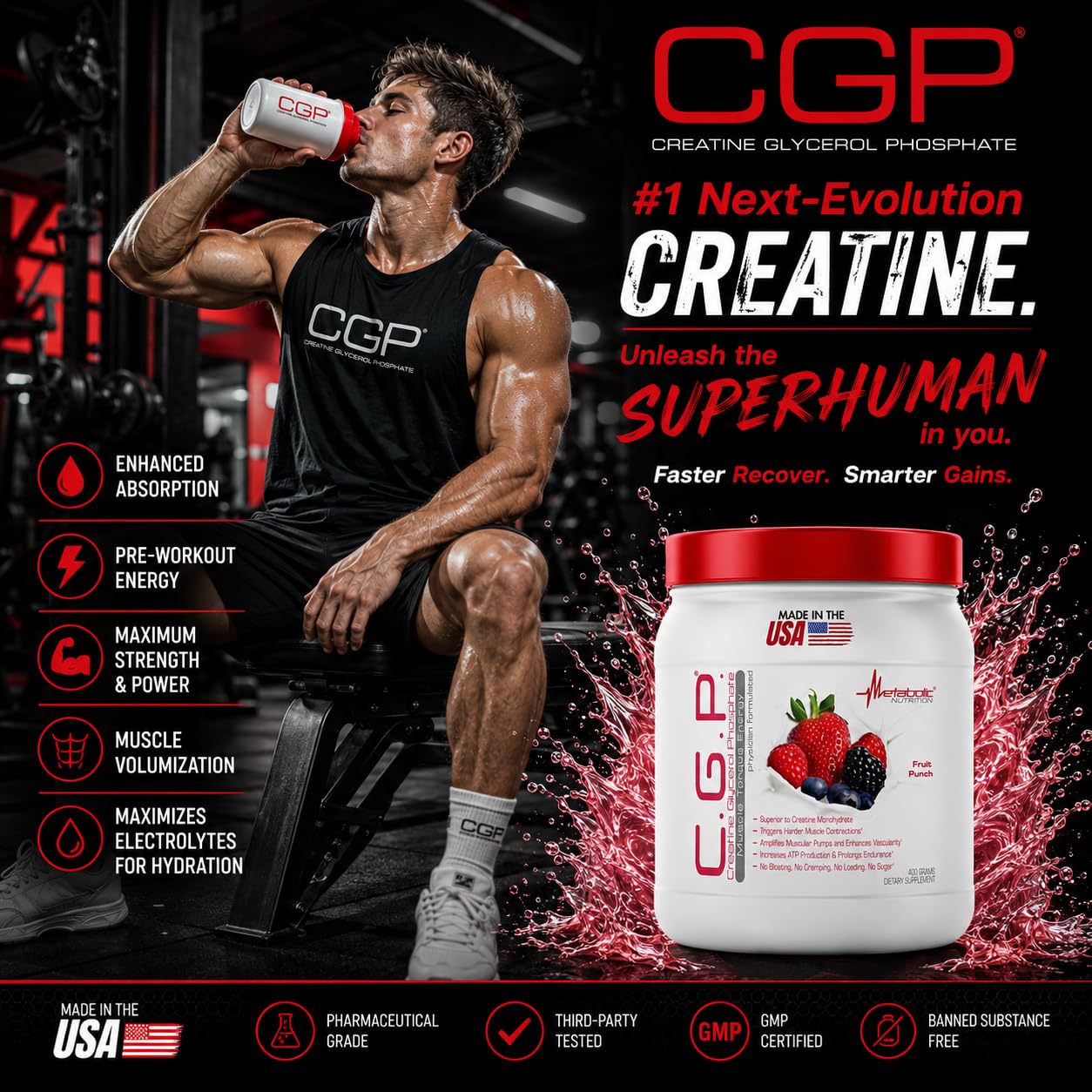Metabolic Nutrition CGP Creatine Glycerol Phosphate Powder 14.1 oz