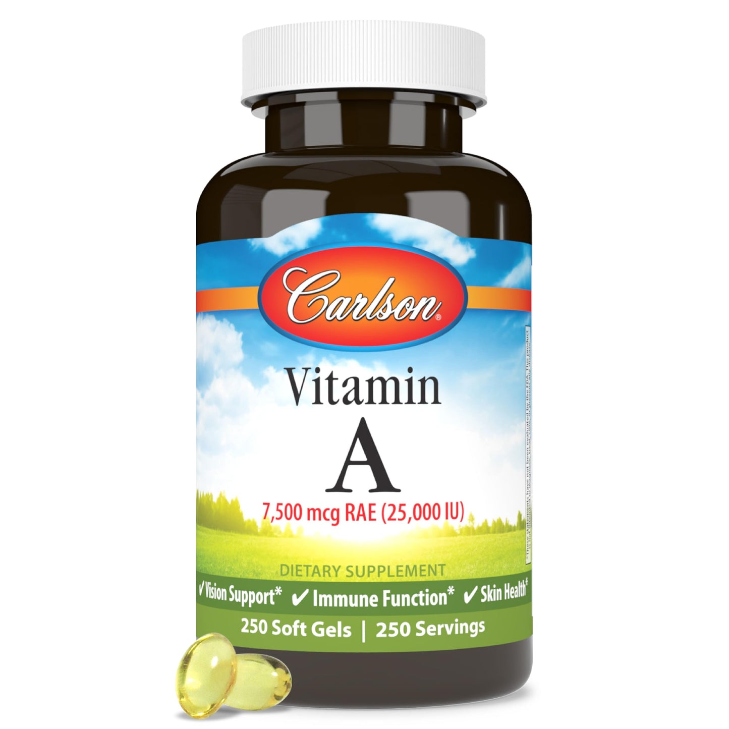Carlson Vitamin A 25000 IU (7500 mcg RAE) Softgels, 250-Count