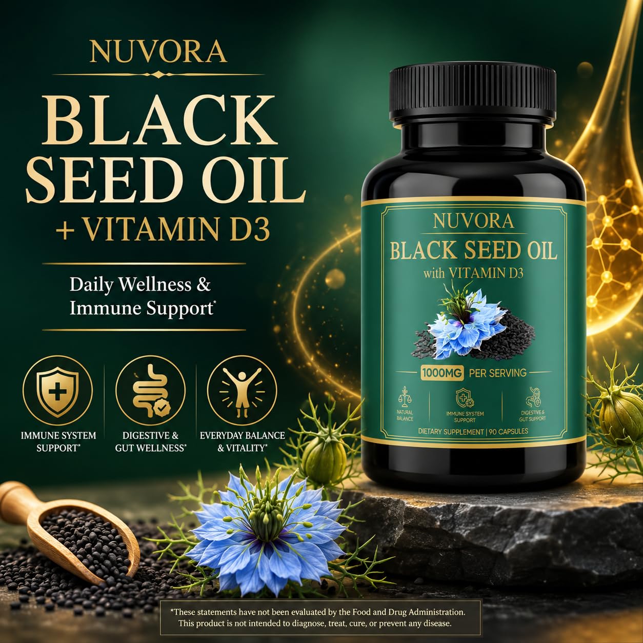 TOGOLIUN Black Seed Oil Capsules with 5% Thymoquinone, Turmeric & Black Pepper Extract, Purely Nutrient Organic Cold Pressed Black Cumin Seed Oil, Non-GMO, Gluten-Free, 2 Count