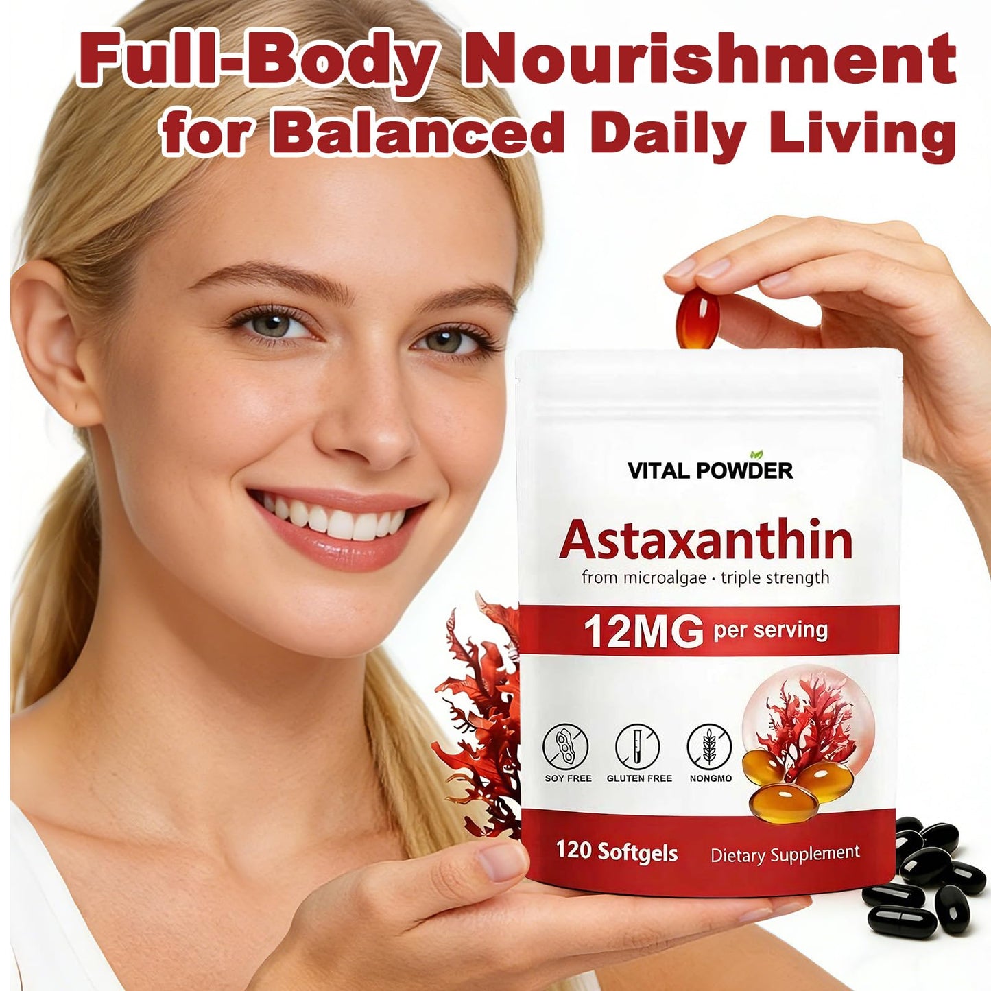 VITAL POWDER Astaxanthin 12mg Softgels 120 Count