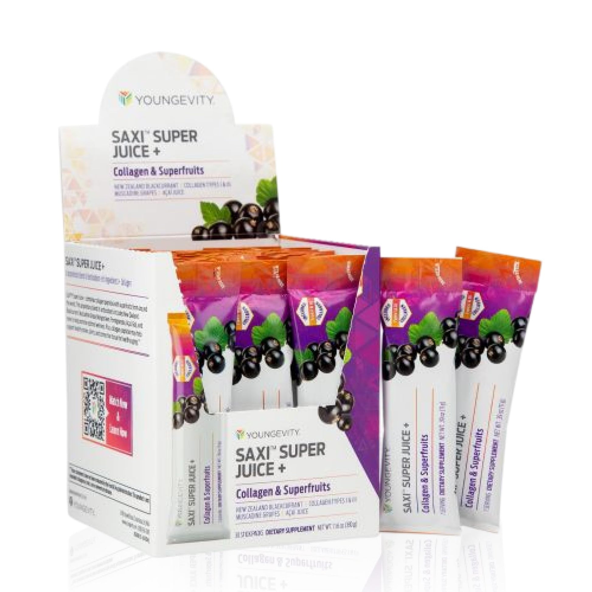 Youngevity SaXi Super Juice+ Collagen & Superfruits with New Zealand Blackcurrant Powder 1.16 oz