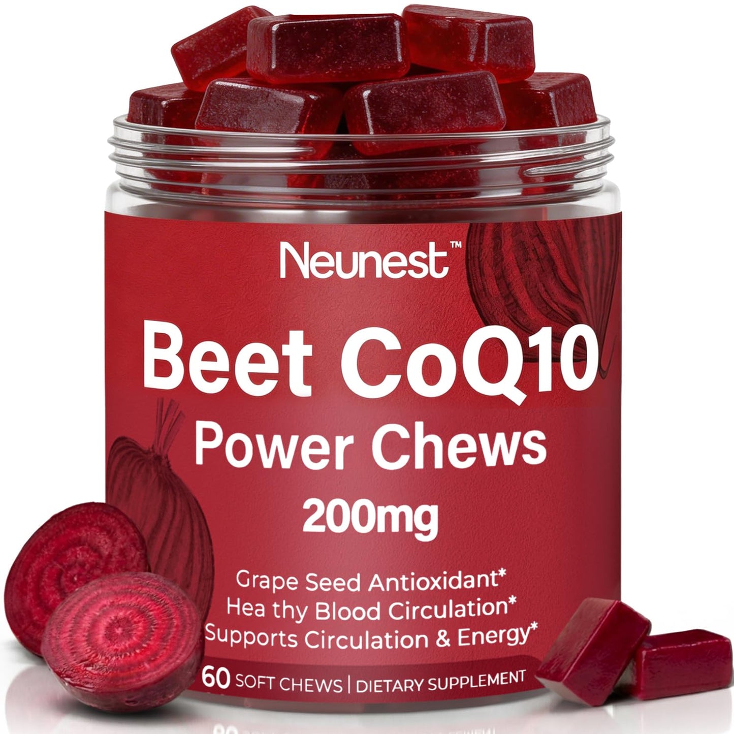 NEUNEST Beet Root CoQ10 Caplets, 60 Count